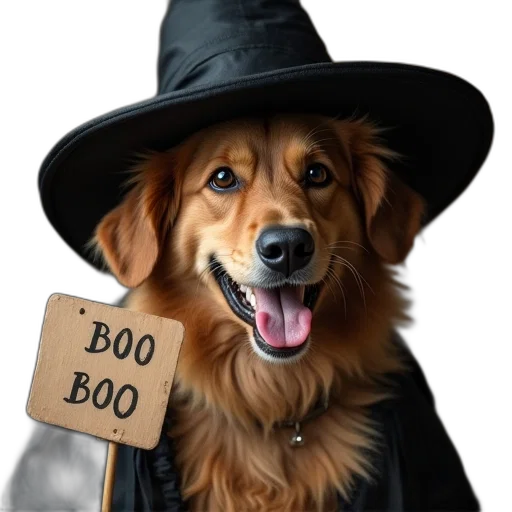 hat, staff, animal, photorealistic transparent PNG cut-out