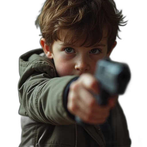 weapon, jacket, photorealistic, child transparent PNG cut-out