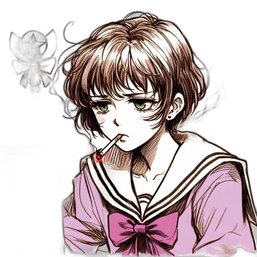 staff, face, flower, anime transparent PNG cut-out