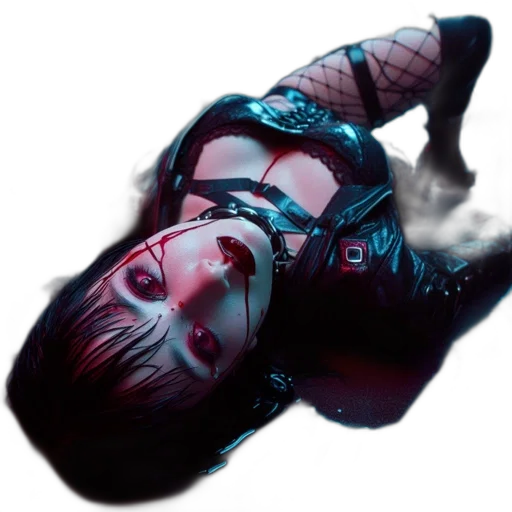 face, creature, cyberpunk, photorealistic transparent PNG cut-out