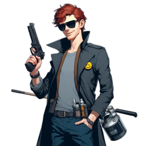 staff, jacket, weapon, concept art transparent PNG cut-out
