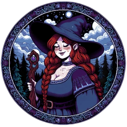 staff, hat, fantasy art, pixel art transparent PNG cut-out