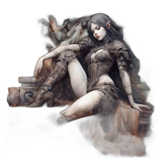 dress, weapon, fantasy art, concept art transparent PNG cut-out