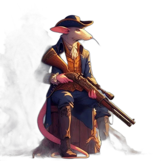 weapon, staff, jacket, hat transparent PNG cut-out