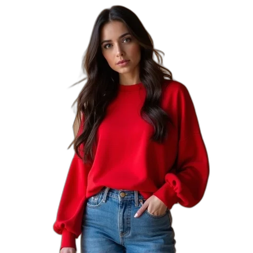 jacket, hair, dress, red transparent PNG cut-out