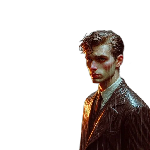 jacket, face, comic book art, concept art transparent PNG cut-out