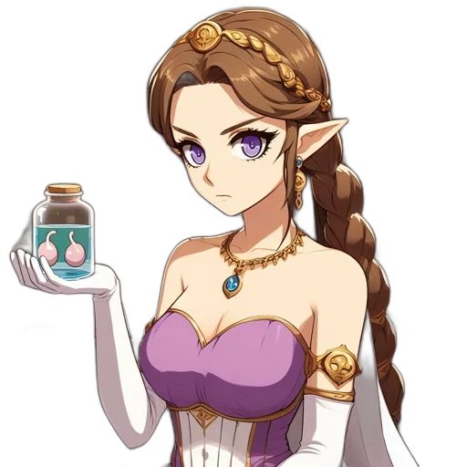 dress, crown, jewelry, staff transparent PNG cut-out