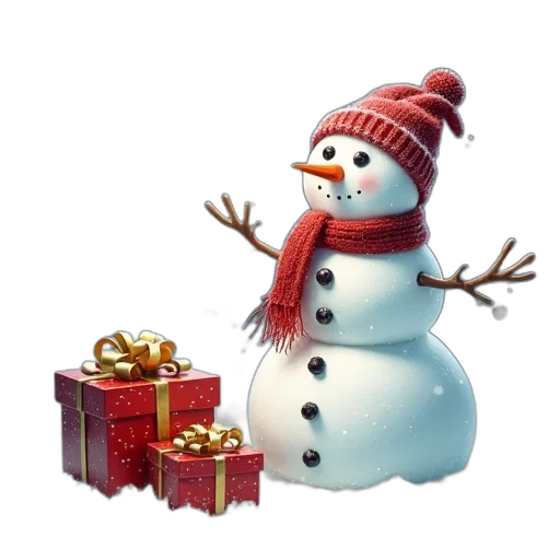 3d render, photorealistic, snow, snowman transparent PNG cut-out