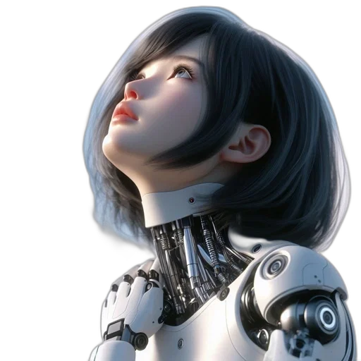 robot, face, 3d render, concept art transparent PNG cut-out