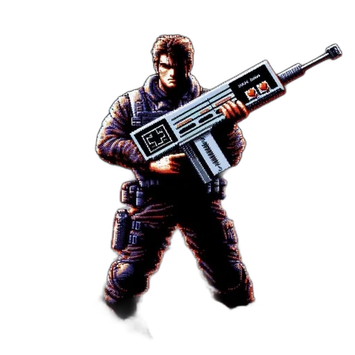 weapon, pixel art, concept art, cyberpunk transparent PNG cut-out