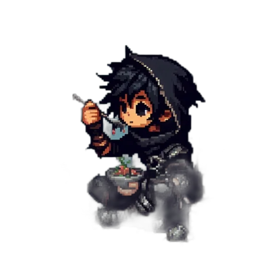 creature, food, staff, pixel art transparent PNG cut-out