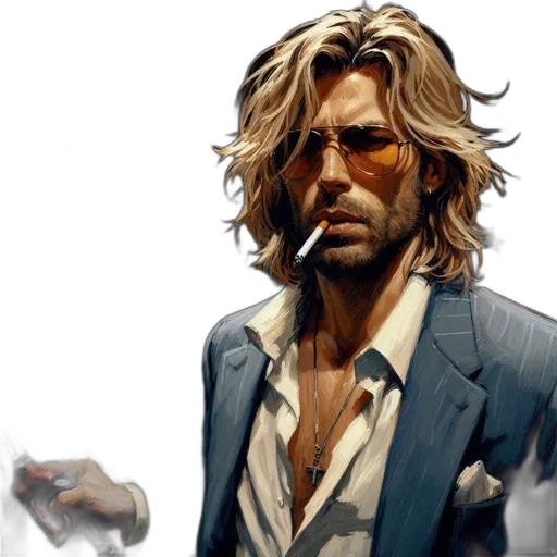 jacket, face, concept art, comic book art transparent PNG cut-out