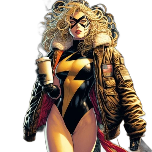 jacket, comic book art, concept art, female transparent PNG cut-out