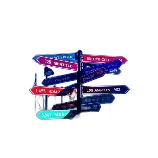 3d render, signpost, signs, pointing transparent PNG cut-out