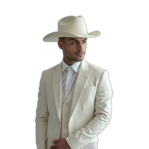 hat, jacket, loneman, white transparent PNG cut-out