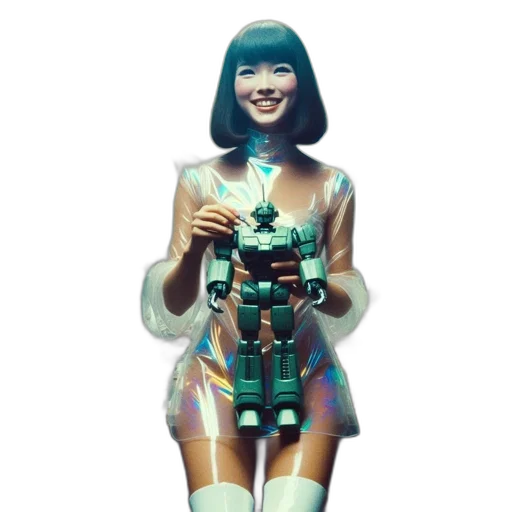 robot, dress, weapon, staff transparent PNG cut-out