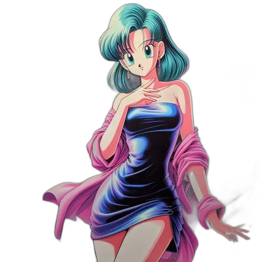 dress, vaporwave, concept art, anime transparent PNG cut-out