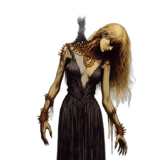 dress, staff, creature, jewelry transparent PNG cut-out