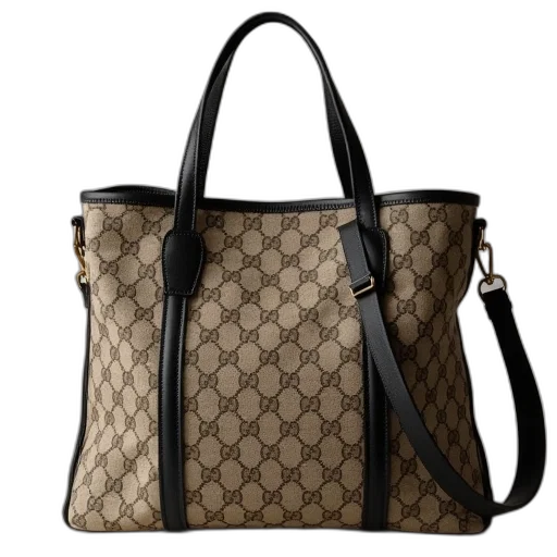 gucci, signature, canvas, tote transparent PNG cut-out