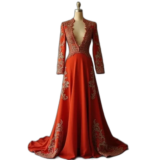 dress, red, vintage, style transparent PNG cut-out