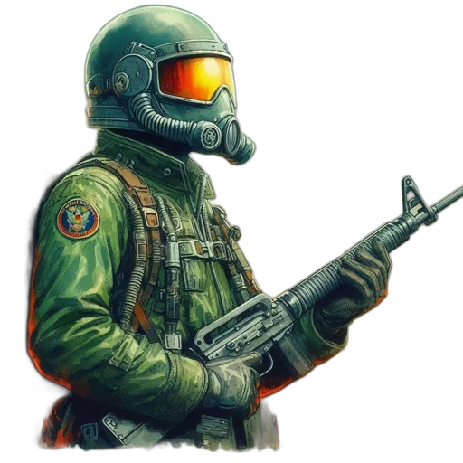 weapon, robot, jacket, mask transparent PNG cut-out