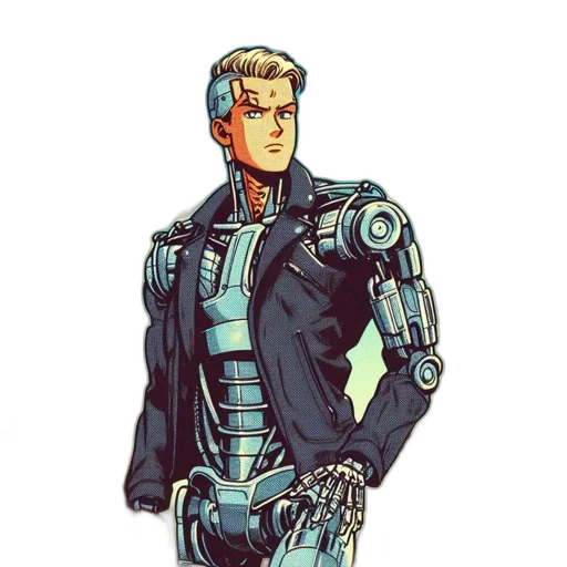 robot, jacket, comic book art, concept art transparent PNG cut-out