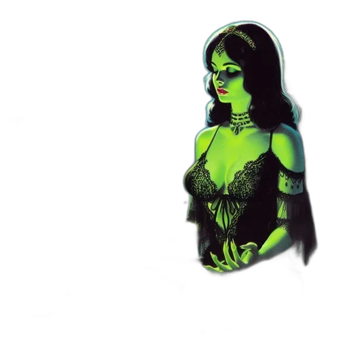 dress, jewelry, mask, comic book art transparent PNG cut-out