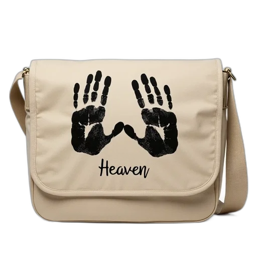 beige, canvas, messenger, bag transparent PNG cut-out