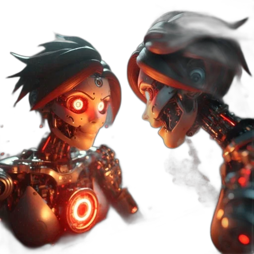 robot, concept art, cyberpunk, 3d render transparent PNG cut-out