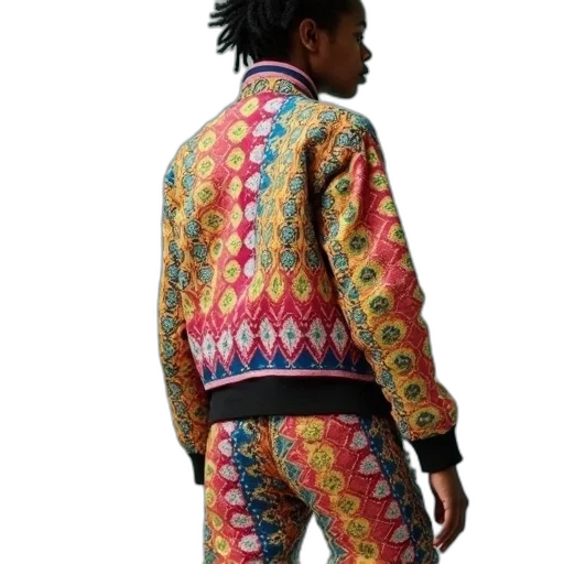 jacket, colorful, person, wearing transparent PNG cut-out