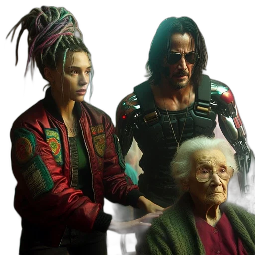 jacket, hair, mask, cyberpunk transparent PNG cut-out