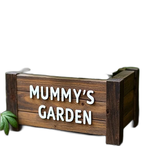3d render, wood, planter, sign transparent PNG cut-out