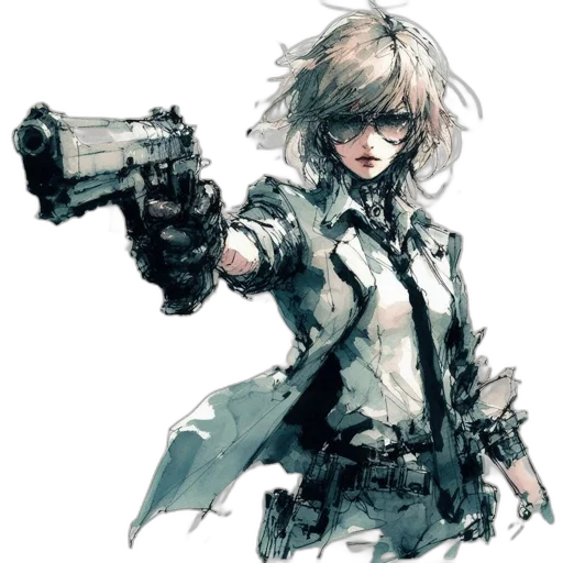 weapon, jacket, staff, robot transparent PNG cut-out