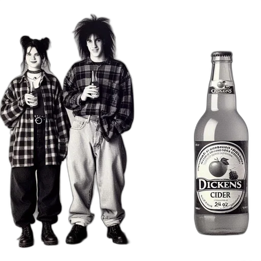 bottle, jacket, two, individuals transparent PNG cut-out