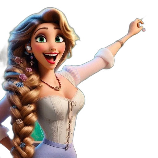 dress, jewelry, staff, hair transparent PNG cut-out