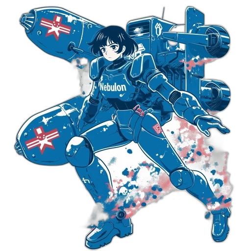 weapon, jacket, robot, staff transparent PNG cut-out