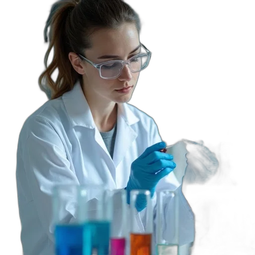 woman, scientist, works, chemistry transparent PNG cut-out
