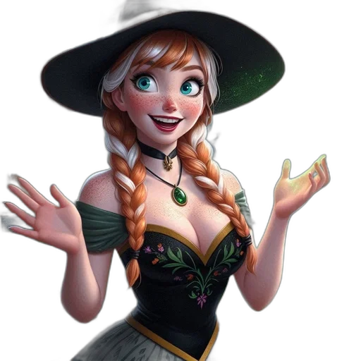 dress, hat, staff, crown transparent PNG cut-out