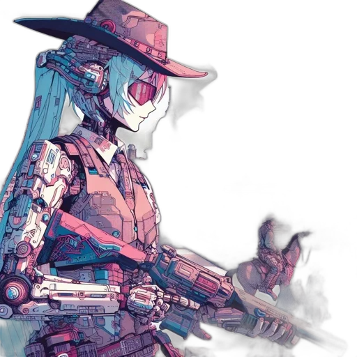 robot, weapon, jacket, cyberpunk transparent PNG cut-out