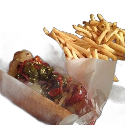 food, hot, dog, peppers transparent PNG cut-out