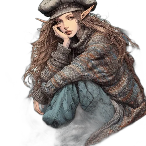 hat, face, dress, fantasy art transparent PNG cut-out