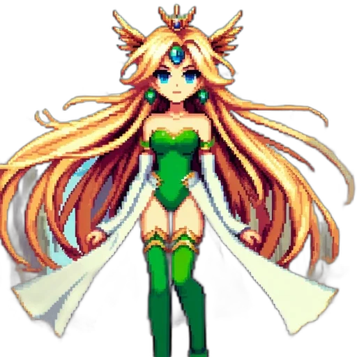 crown, staff, dress, pixel art transparent PNG cut-out