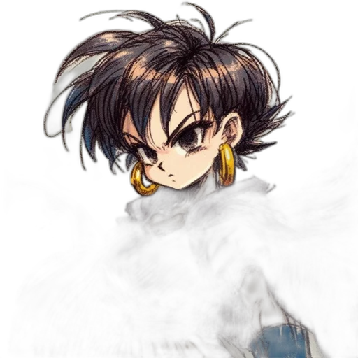 hair, jacket, staff, face transparent PNG cut-out