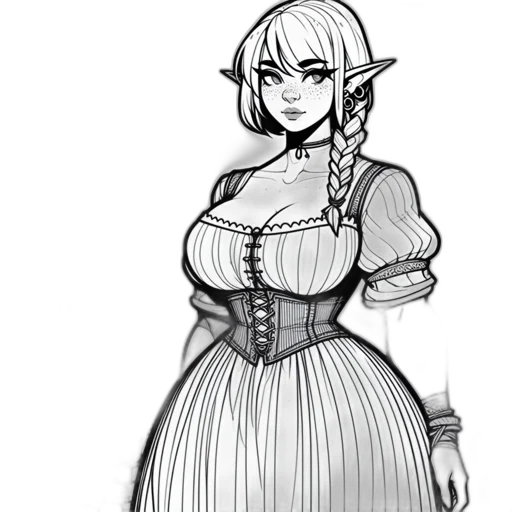dress, fantasy art, concept art, pencil sketch transparent PNG cut-out
