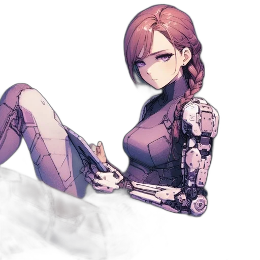 robot, dress, weapon, staff transparent PNG cut-out