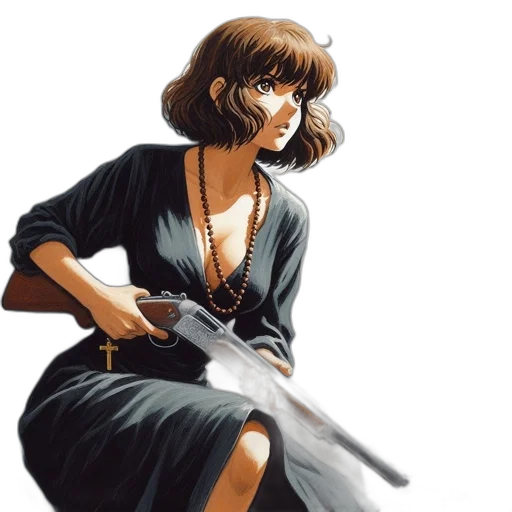 weapon, dress, staff, comic book art transparent PNG cut-out