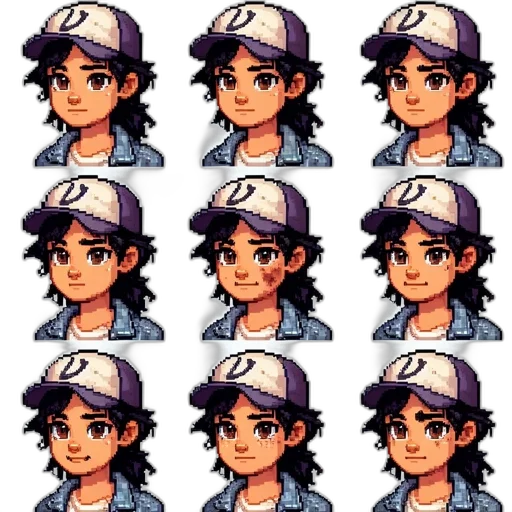 hat, face, pixel art, anime transparent PNG cut-out