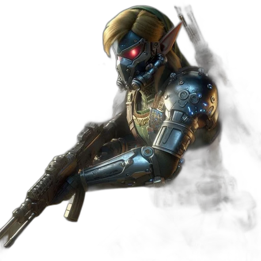 robot, weapon, concept art, 3d render transparent PNG cut-out