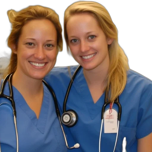 staff, two, nurses, blue transparent PNG cut-out