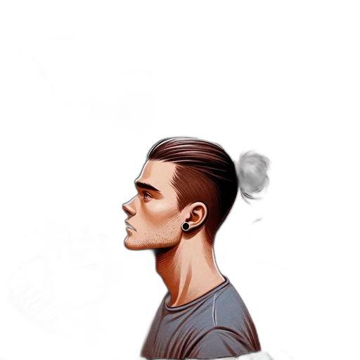 hair, face, staff, jacket transparent PNG cut-out